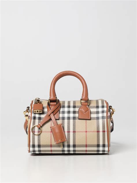 borsa a bauletto burberry con etichetta|Borsa bowling mini Check (Marrone betulla scuro) .